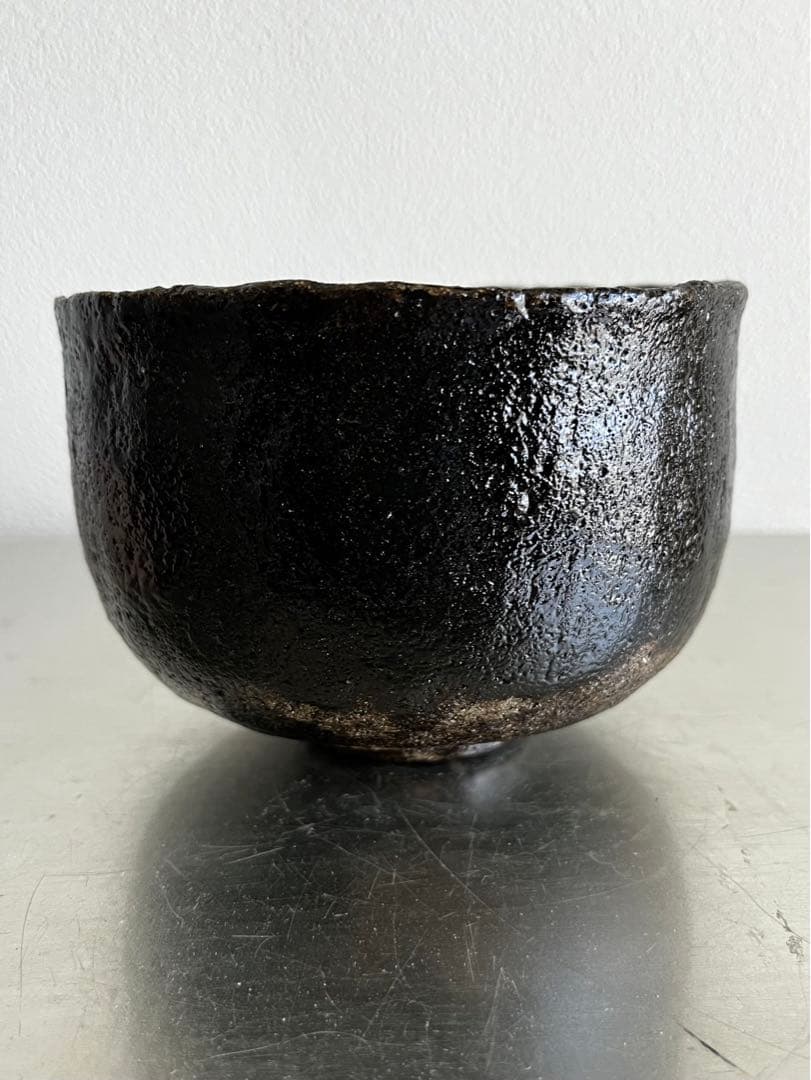 三代 中村道年 光悦風黒楽茶碗 共箱 共布 茶道具