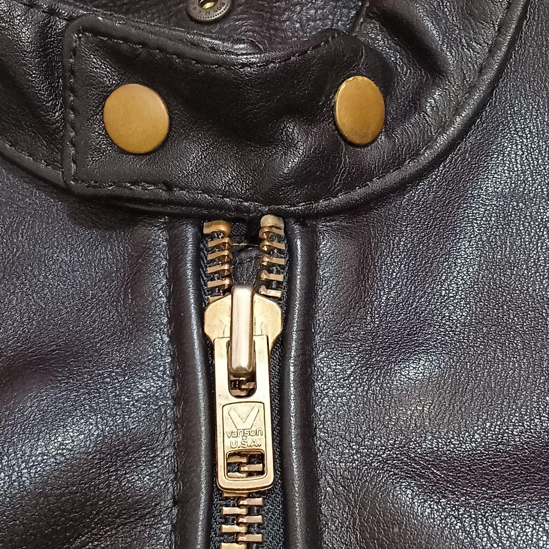 バンソン レザージャケット シングルライダース 革ジャン 38 黒 インナー付き