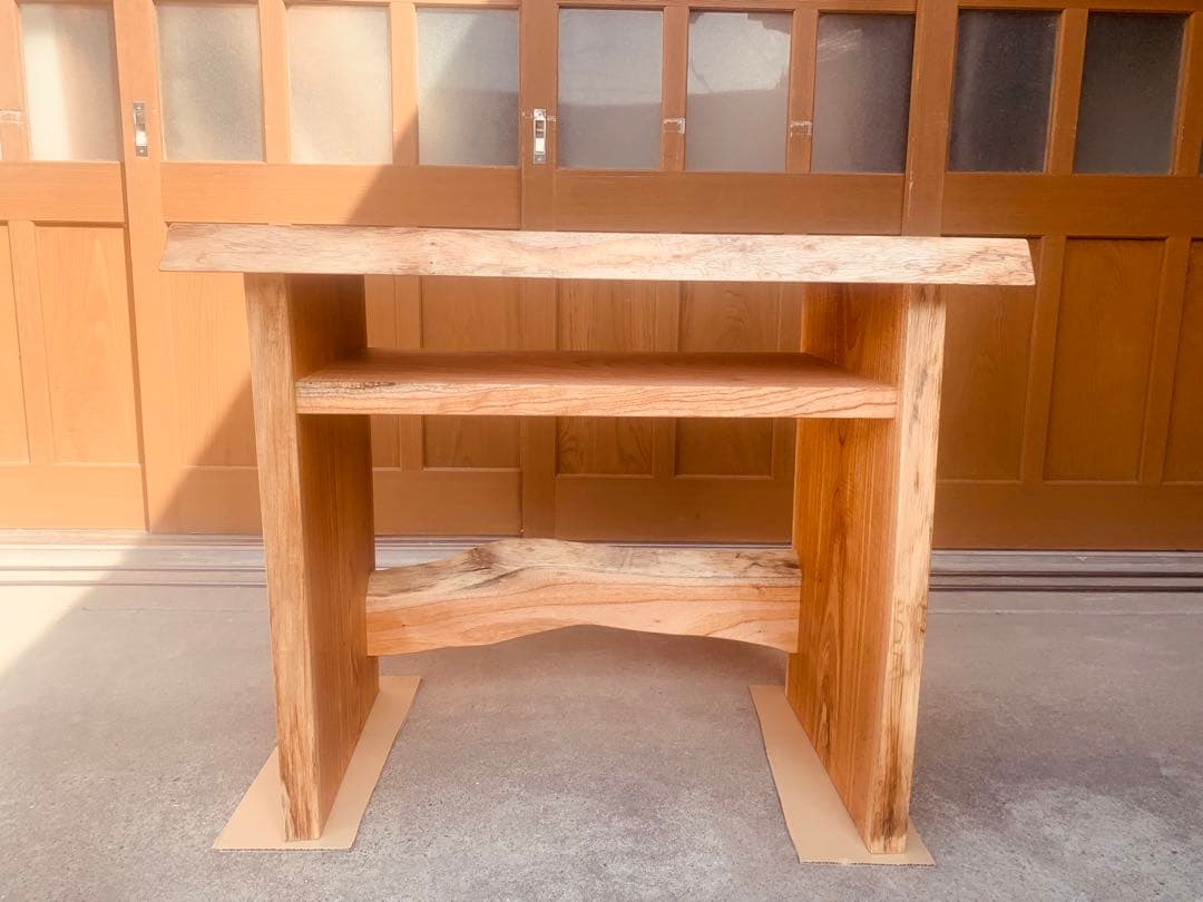 ☆ローズマリー☆無垢材(耳付栴檀一枚板)PCデスクオーダー製作＊高さ75㌢