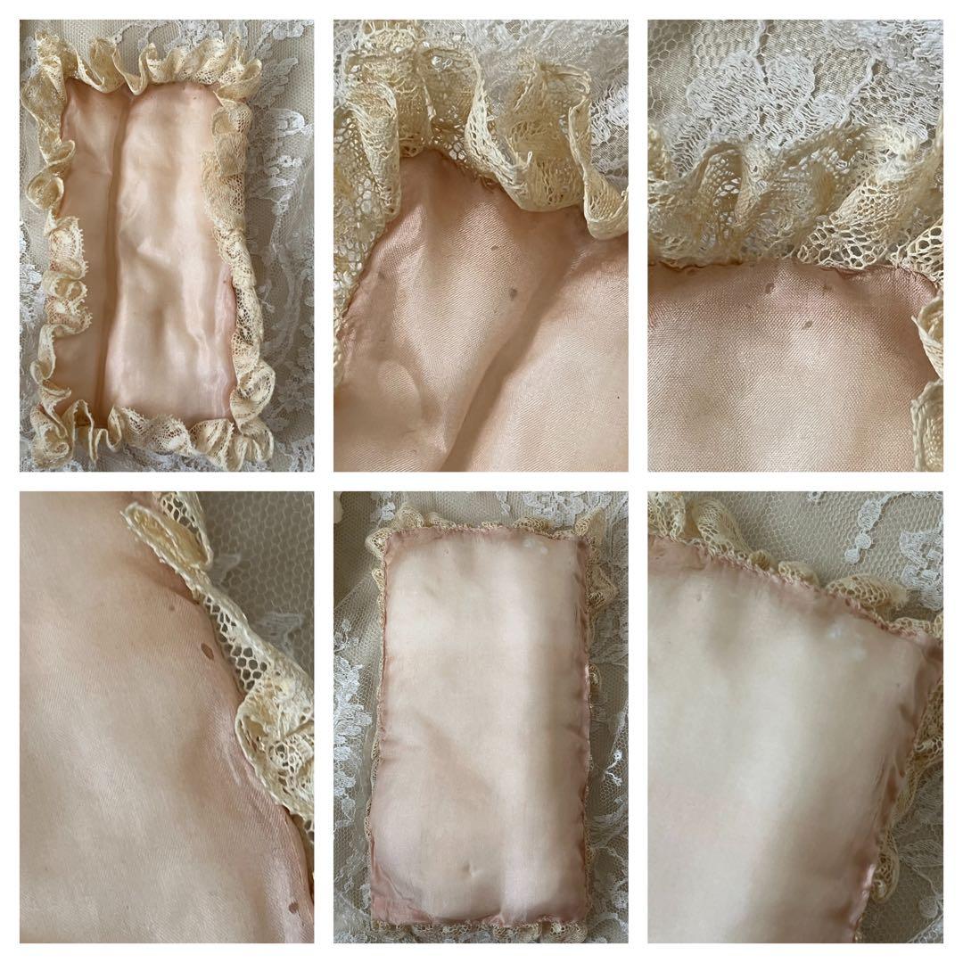 アンティークヴィンテージビスクドールミニョネット ボックスローズリボンレース