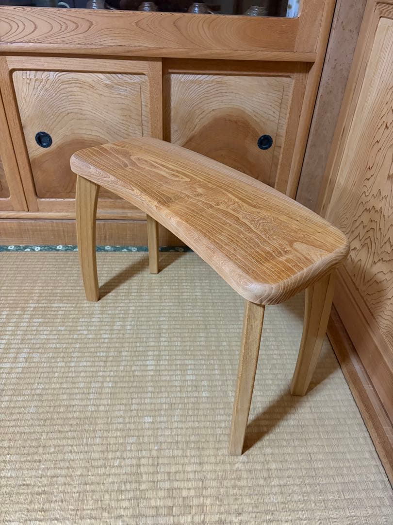 1335建具屋58年のおじいさんの手作り木製サイドテーブル、イス、スツール