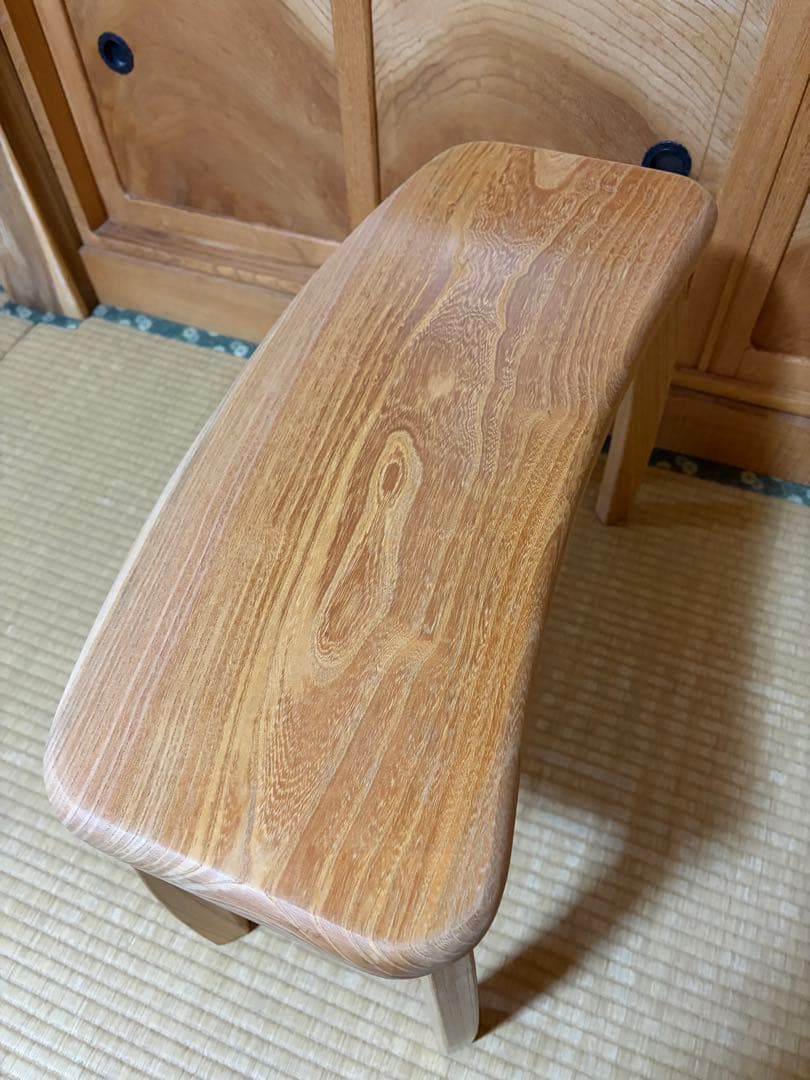 1335建具屋58年のおじいさんの手作り木製サイドテーブル、イス、スツール