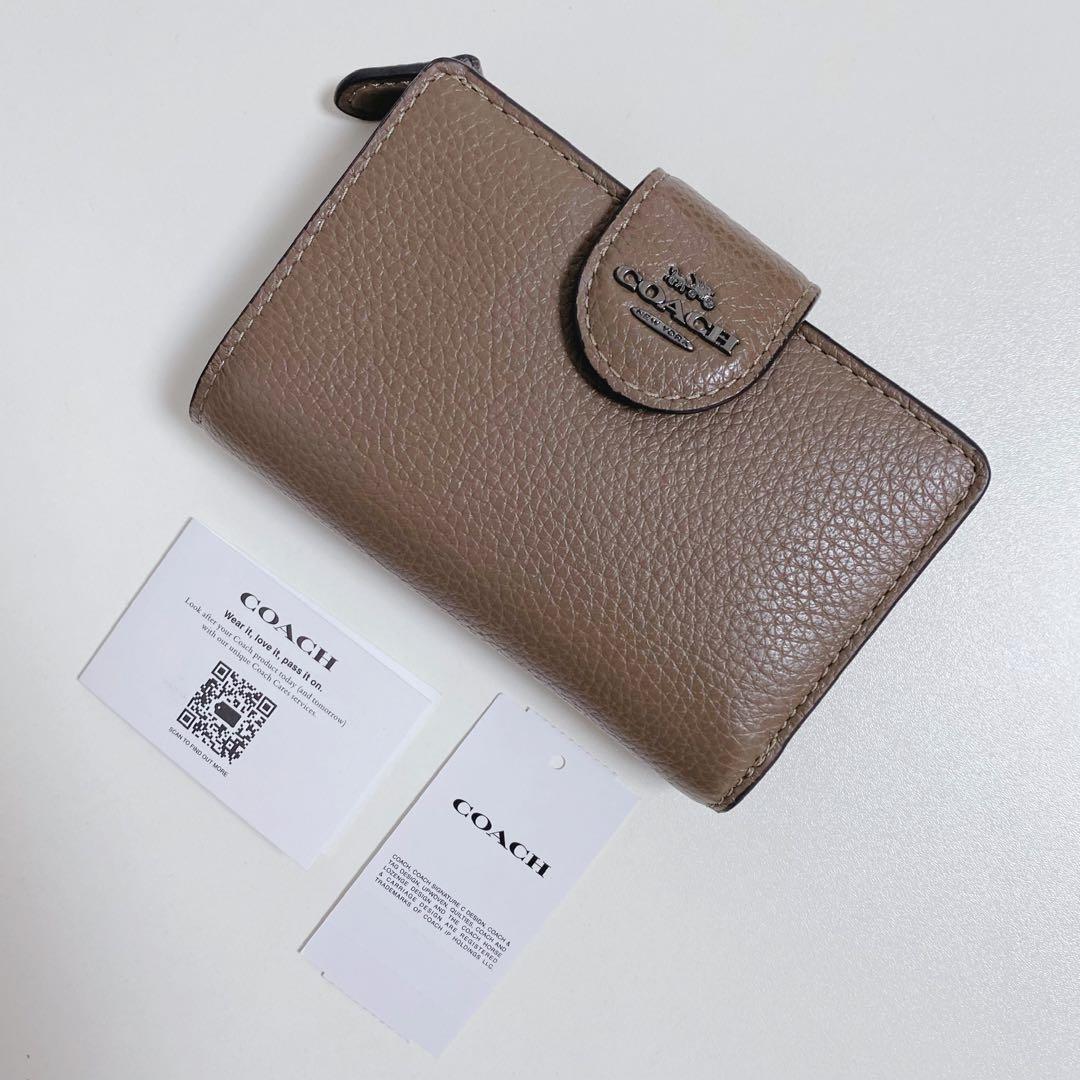 【新品未使用】COACHコーチ★二つ折り財布★ミディアムウォレット★ブラウン茶色