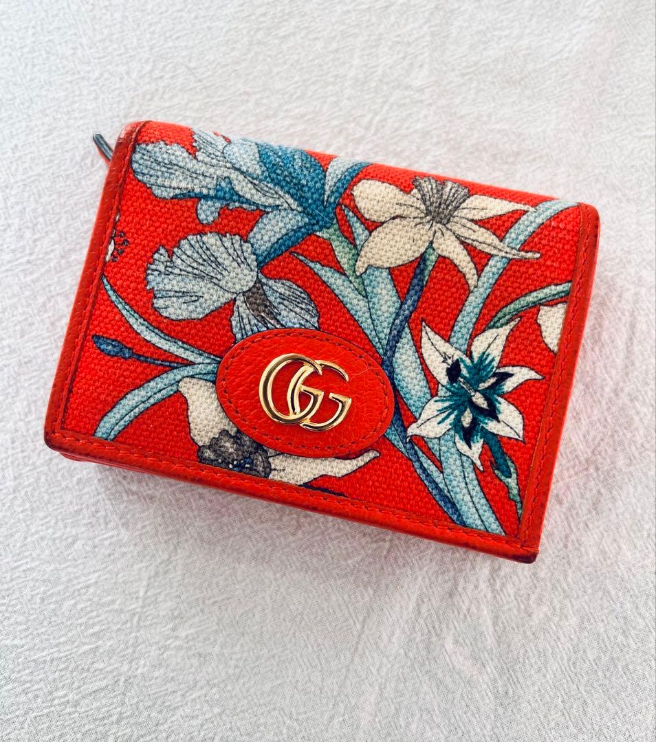GUCCI グッチ GGマトラッセ 二つ折り財布 限定 花柄 箱、袋、説明書