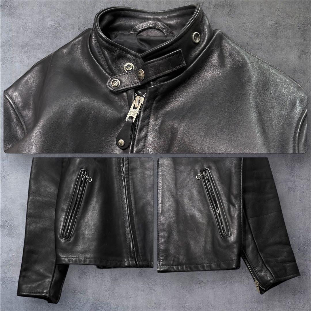 ショット シングル ライダースジャケット 38 レザー ブラック AT641P