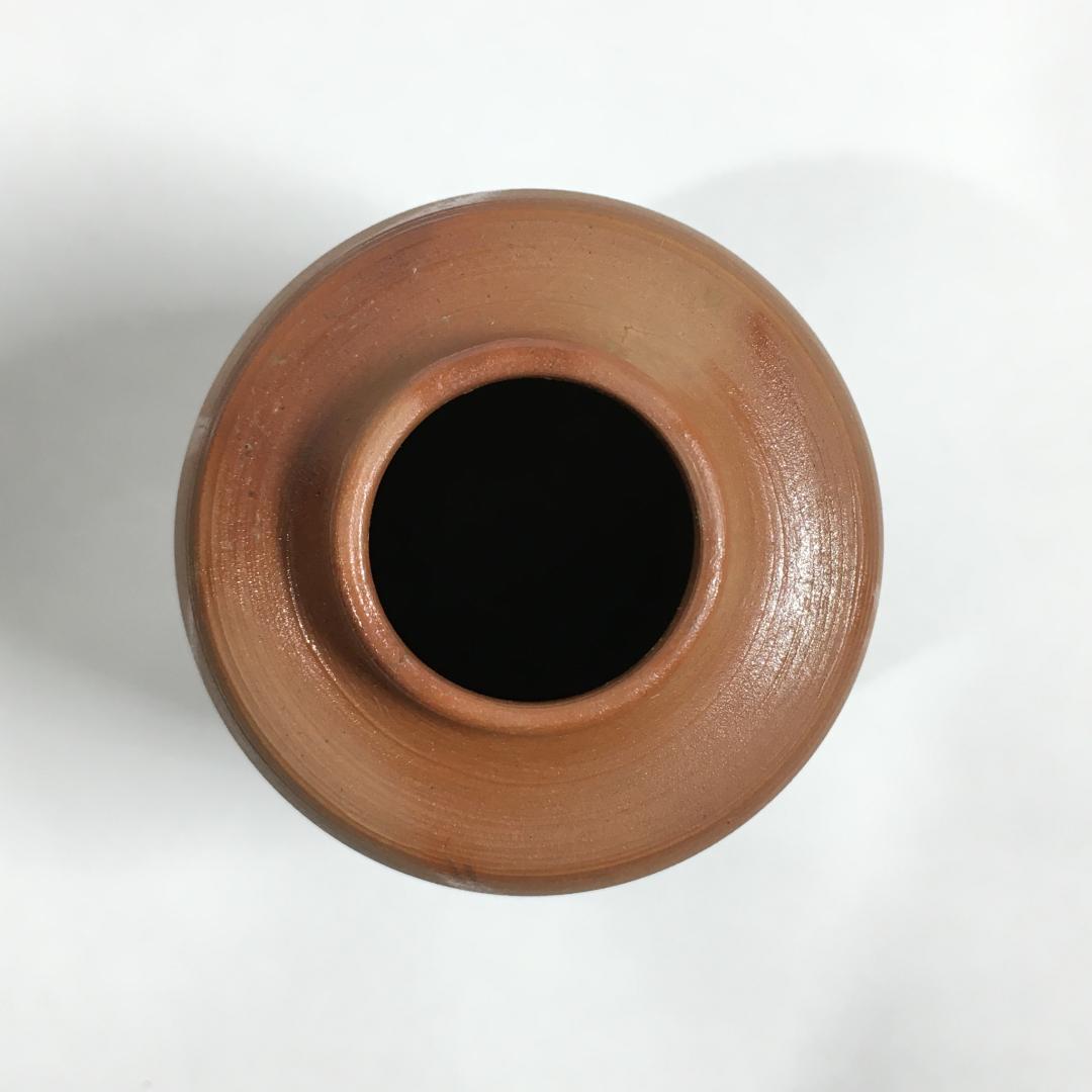 木村陶峰 肩衝茶入 火襷が見事な作品 美しく可愛い苺裂仕覆 無骨な共箱の文字