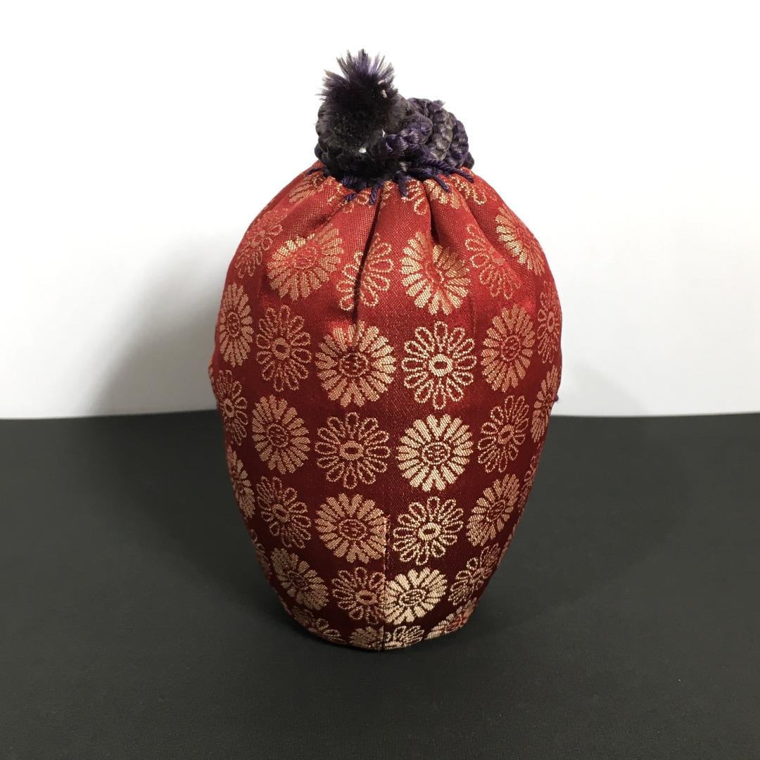 木村陶峰 肩衝茶入 火襷が見事な作品 美しく可愛い苺裂仕覆 無骨な共箱の文字