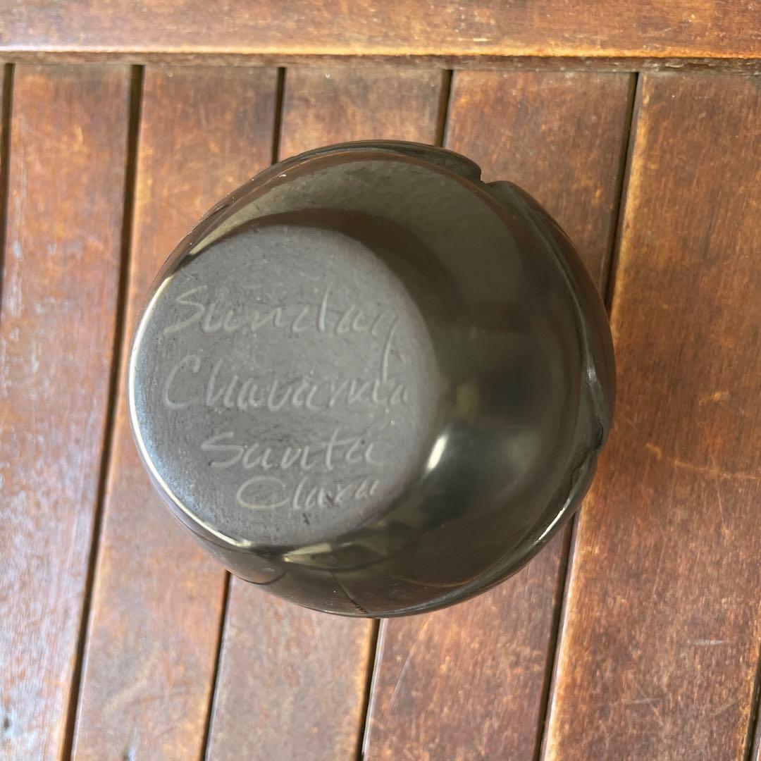 希少品！ネイティブ　サンタクララ黒壷　プエブロアメリカアンティーク　インディアン