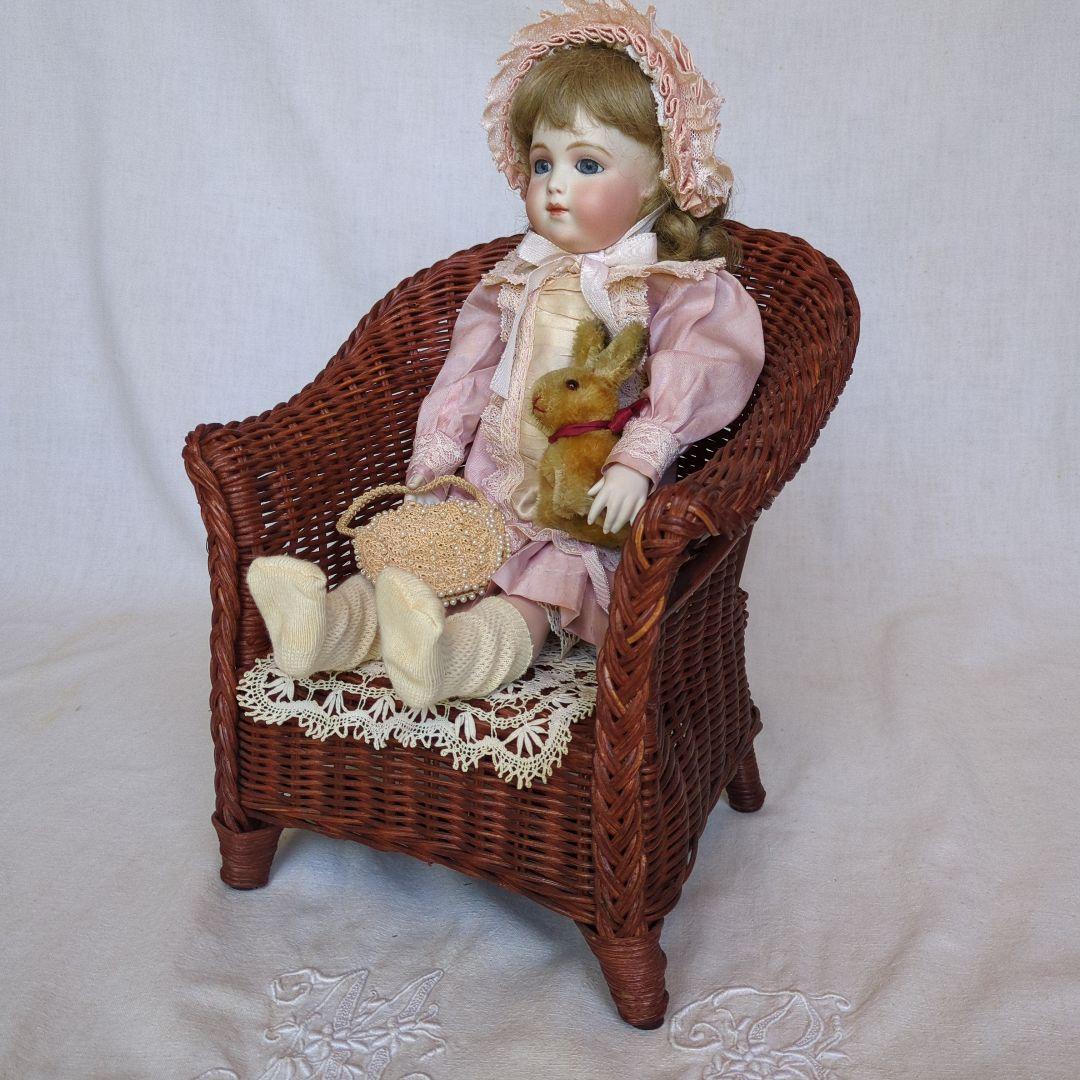 フランスアンティーク ドールチェア ① ローズマダー ラタン