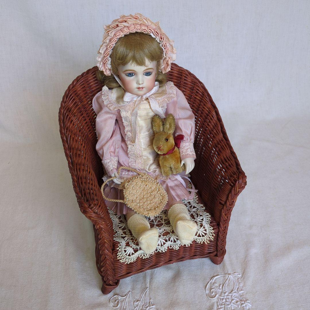 フランスアンティーク ドールチェア ① ローズマダー ラタン