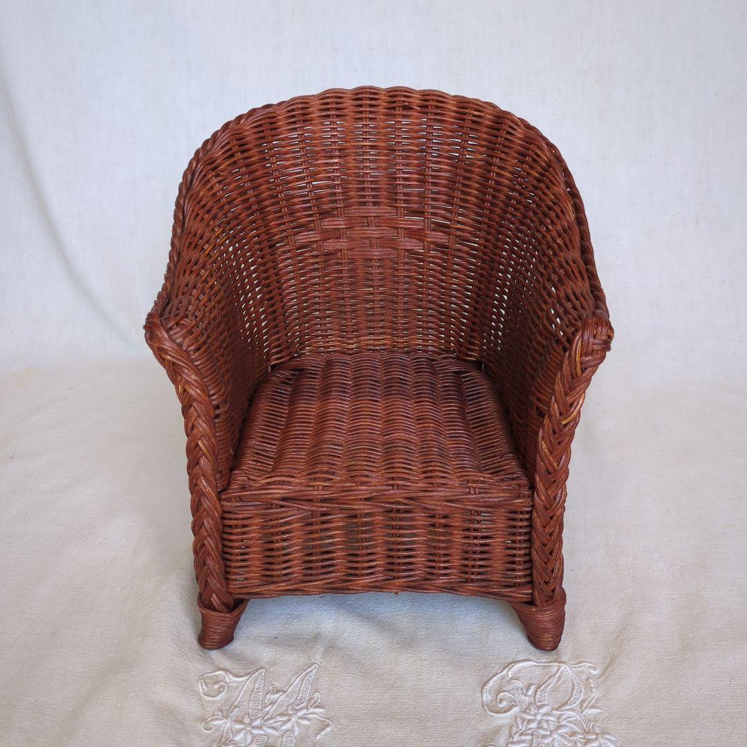 フランスアンティーク ドールチェア ① ローズマダー ラタン