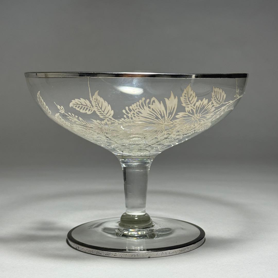 ◆シルバーオーバーレイ シャンパングラス 径14cm 1930〜1940年代◆