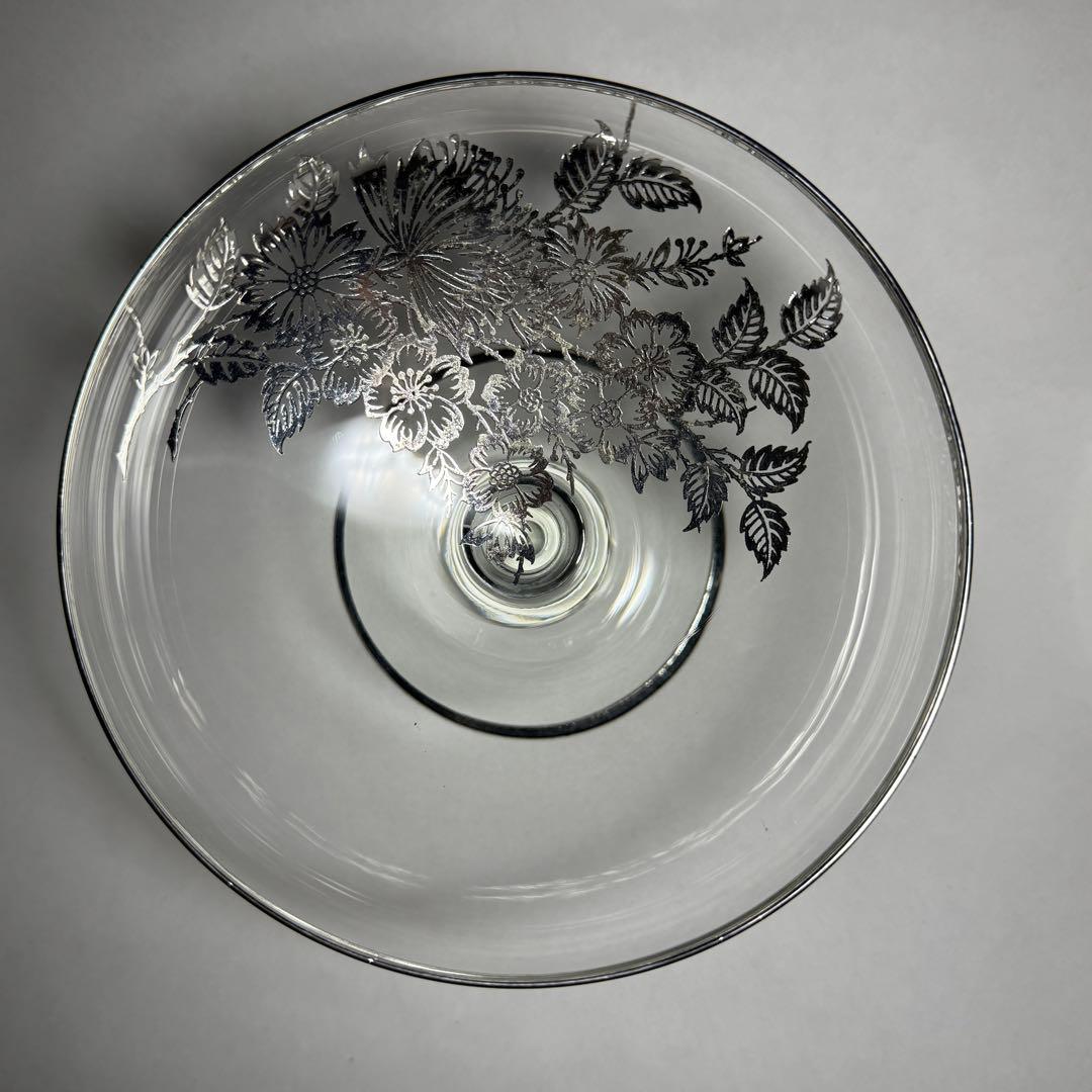 ◆シルバーオーバーレイ シャンパングラス 径14cm 1930〜1940年代◆