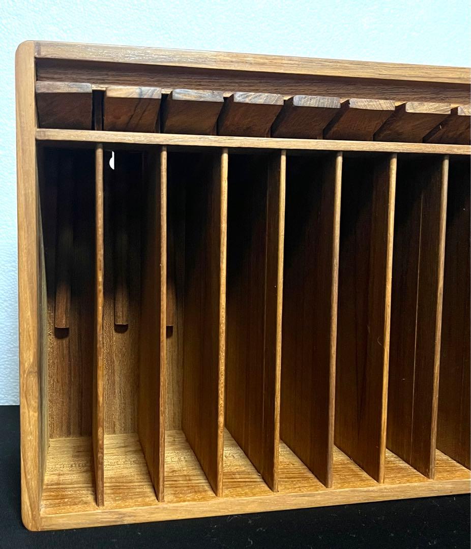 チーク材 DVD テープホルダー ウォールラック 壁掛け 収納 ヴィンテージ