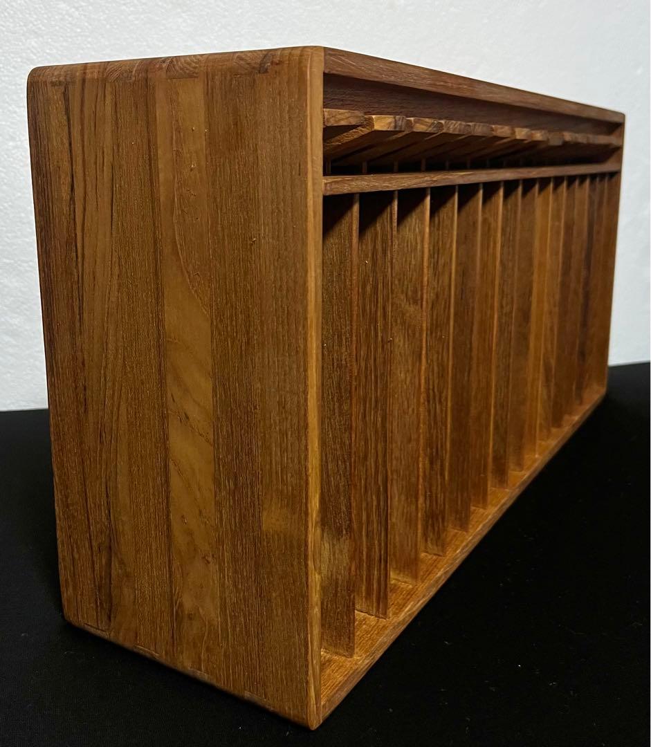 チーク材 DVD テープホルダー ウォールラック 壁掛け 収納 ヴィンテージ