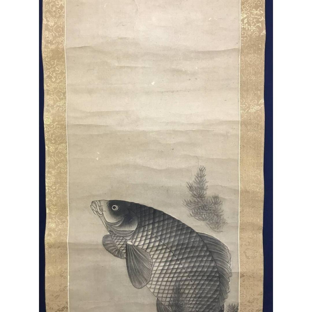 模写/円山応挙/鯉図/游鯉/遊鯉/花鳥図/掛軸☆宝船☆AK-617