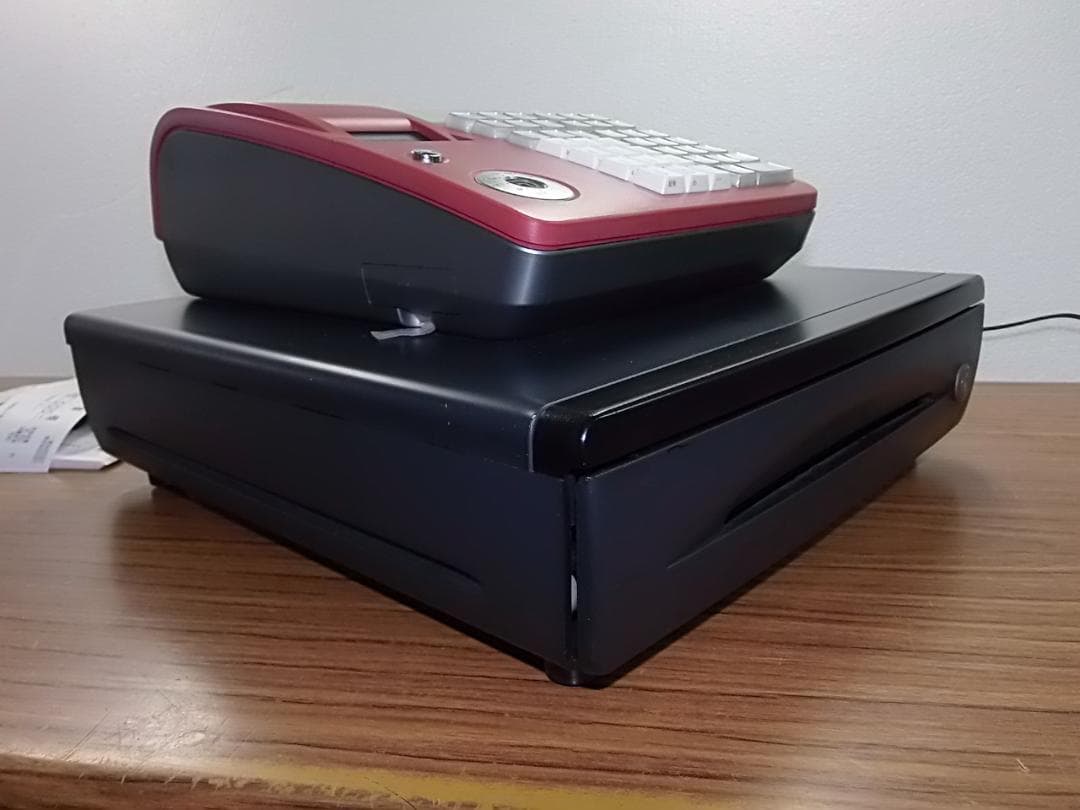 かわいい赤130店名設定無料カシオ１０部門TE-300 インボイスレジスター