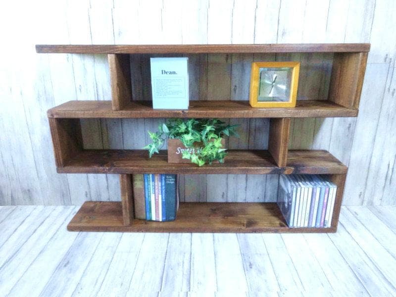 ハンドメイド　カップボード３段ワイドタイプ　（ダークチーク色）