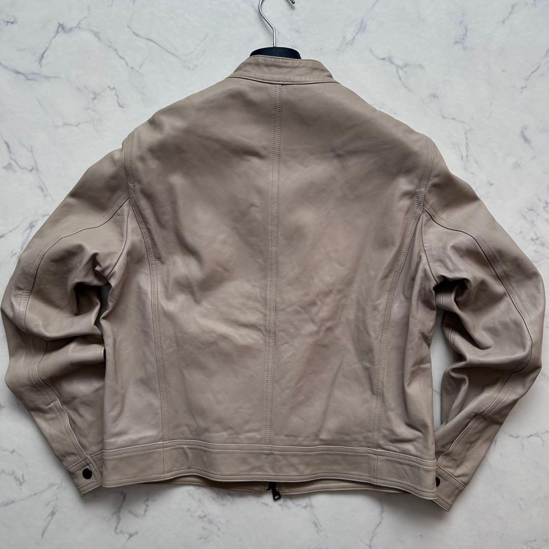EMMETI JURI 羊革 シングルライダース ジャケット ベージュ 50