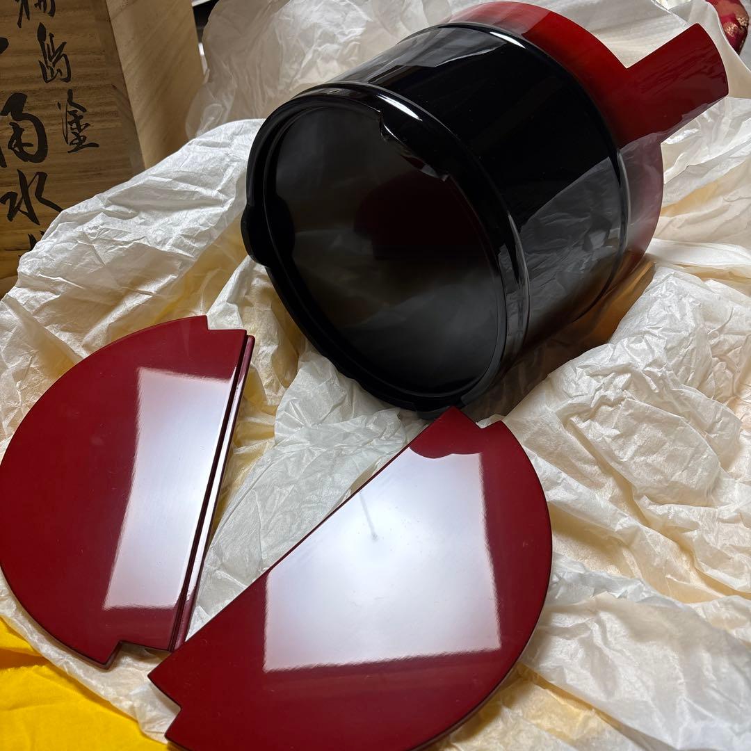 輪島塗り漆器 手桶水指　塗師幸悦