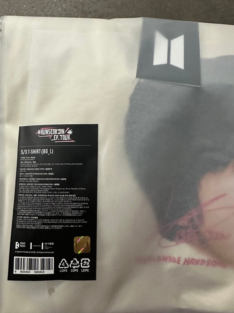 BTS ジン RUNSEOKJIN ツアー Tシャツ JIN Lサイズ