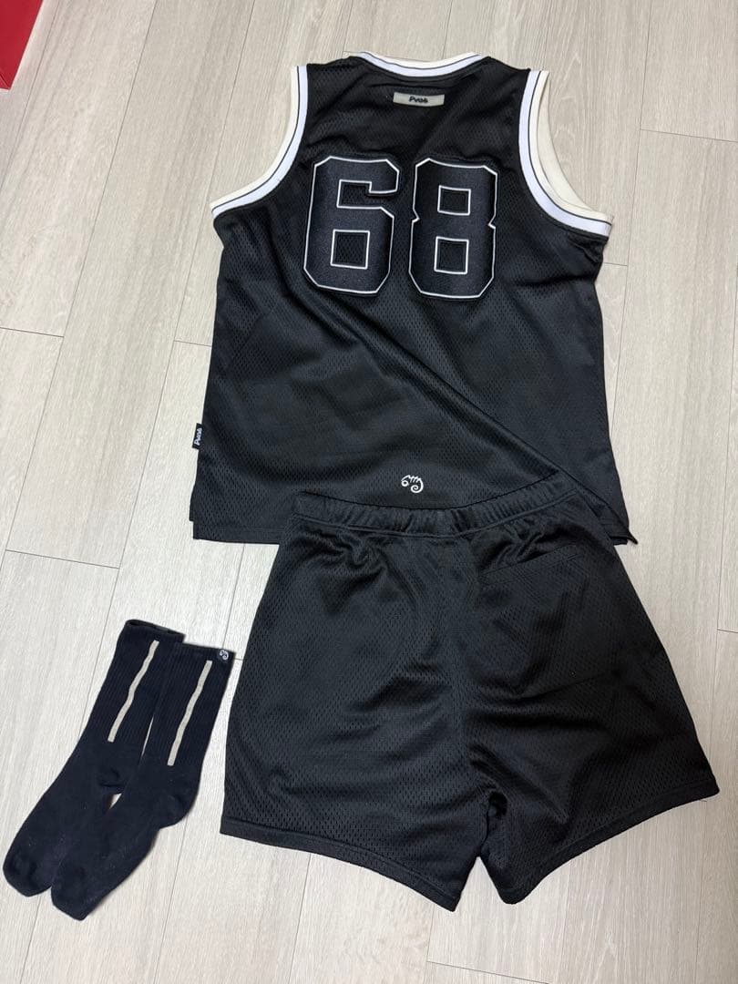 PVOT PRIVE メッシュタンクトップ・ショーツ・ソックスセット 上XL下M