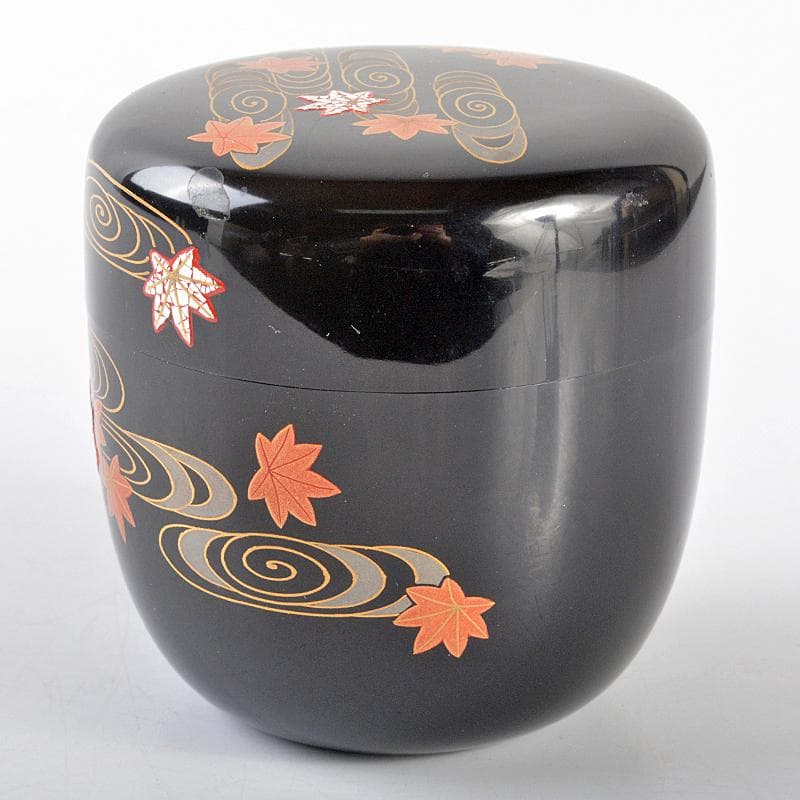 茶道具　輪島塗　米本匠伯作　竜田川蒔絵　中棗　共箱　V　R5283