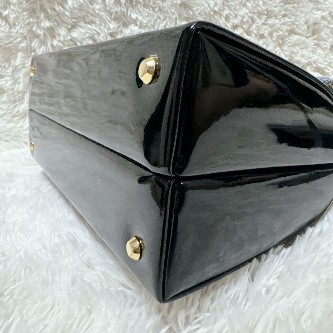 ✨美品✨利休バッグ 和装用バッグ グレーと黒エナメルのコンビ