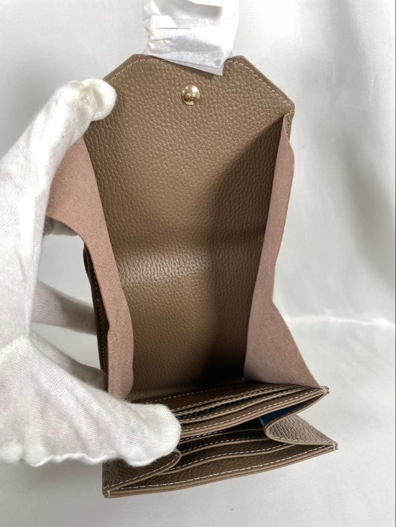 未使用 ATAO アタオ 二つ折り財布 ロトロ トープ 金運上昇 レザー 箱付き