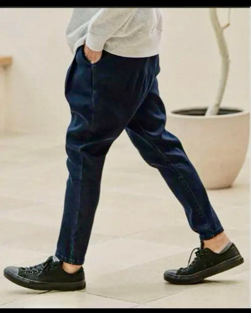 ダークブルー サルエルパンツ デニム