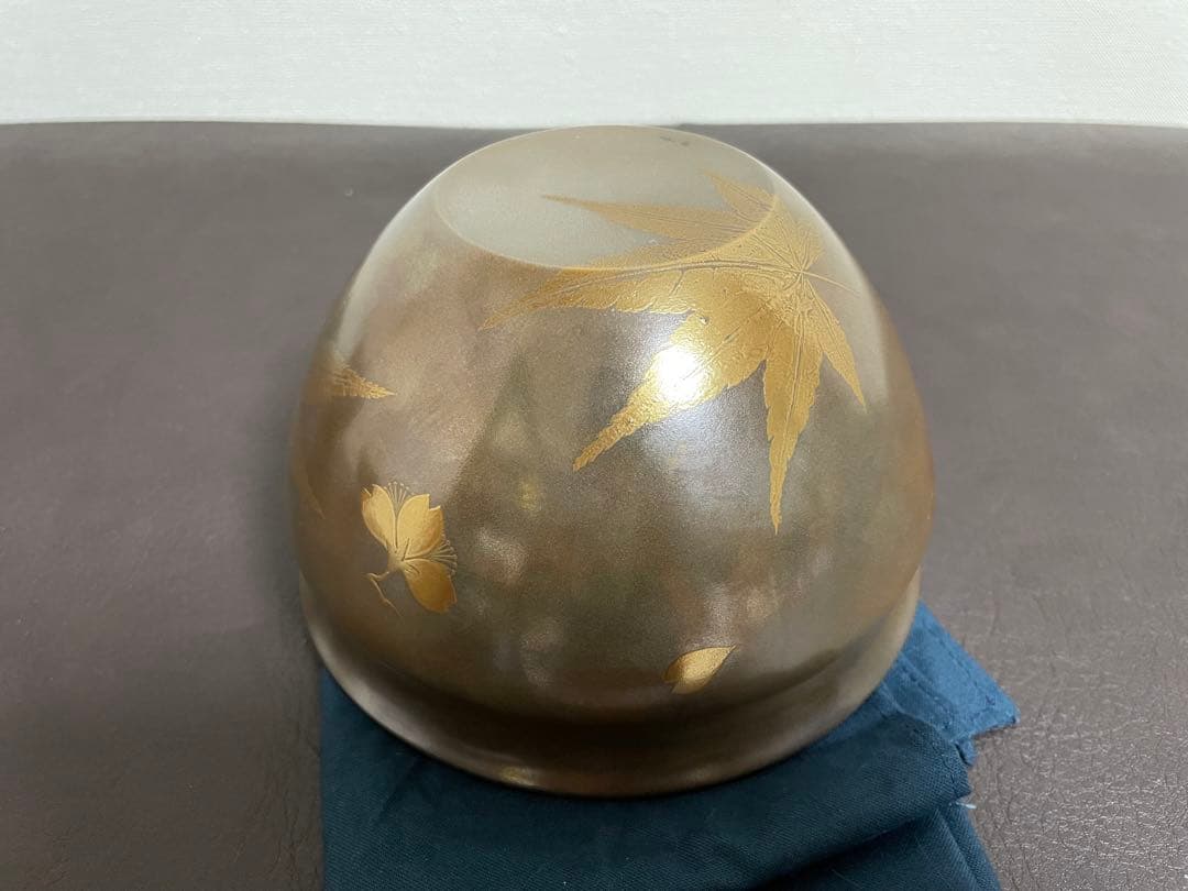 前端雅峯　雲錦蒔絵銀溜建水　蒔絵　建水　茶道具