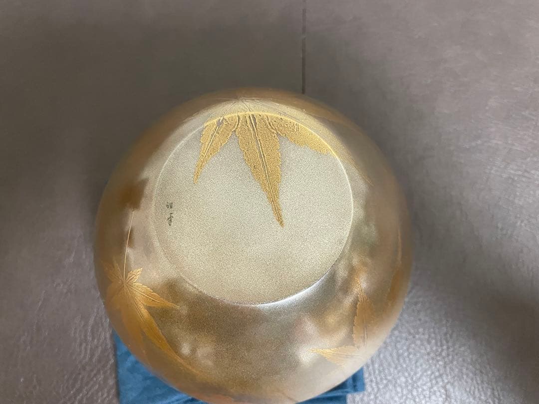 前端雅峯　雲錦蒔絵銀溜建水　蒔絵　建水　茶道具