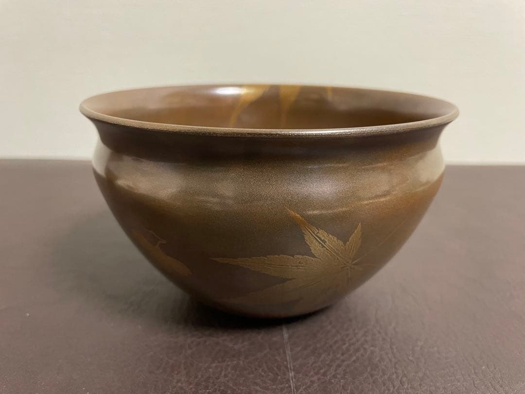 前端雅峯　雲錦蒔絵銀溜建水　蒔絵　建水　茶道具