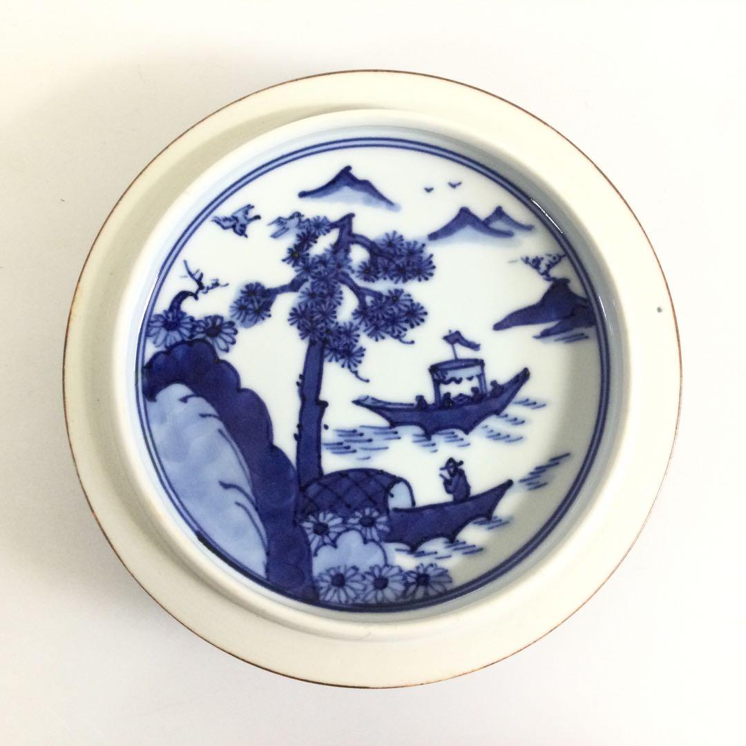 京焼 祥瑞水指 松竹梅図 加藤藤城作 茶道具 供箱供布 T768