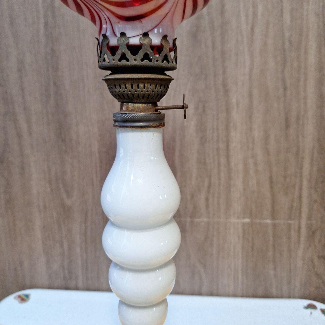 326 アンティークランプ 赤白ストライプ