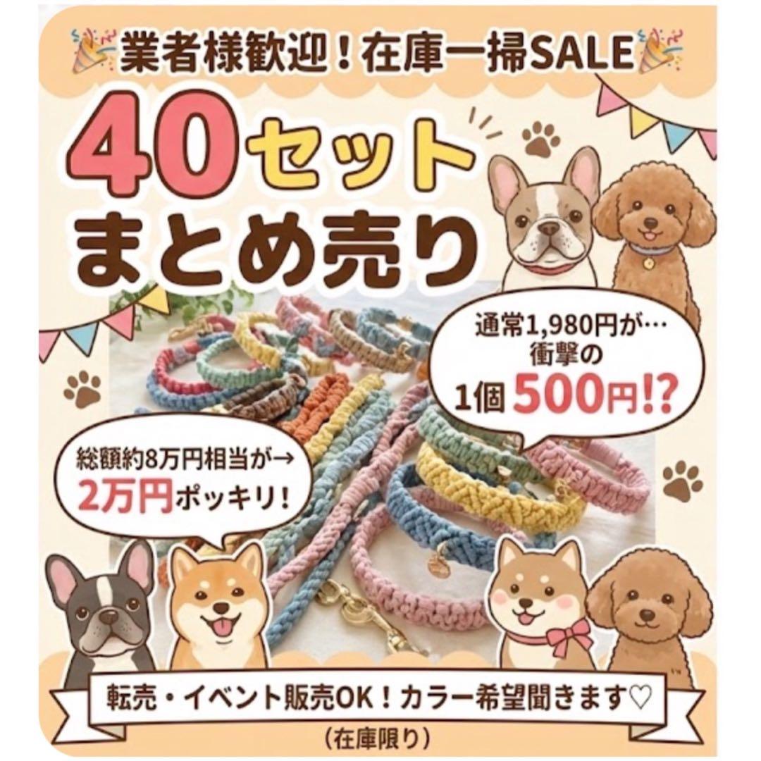 【業販歓迎】1個500円⁉︎ ハンドメイド首輪＆リード 40セット更にお値引き