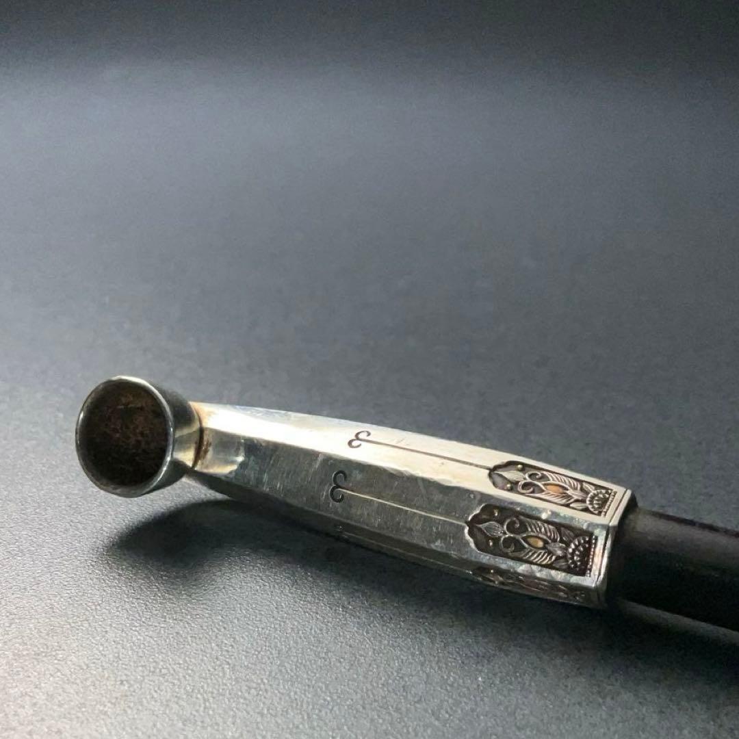 銀製煙管　唐花　瓔珞　キセル　アンティーク　骨董　6R1257お2