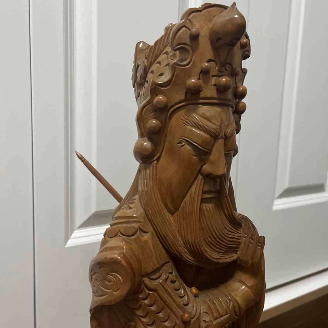 【希少品】三国志　猛将『関羽』　木彫　オブジェ　置物　像