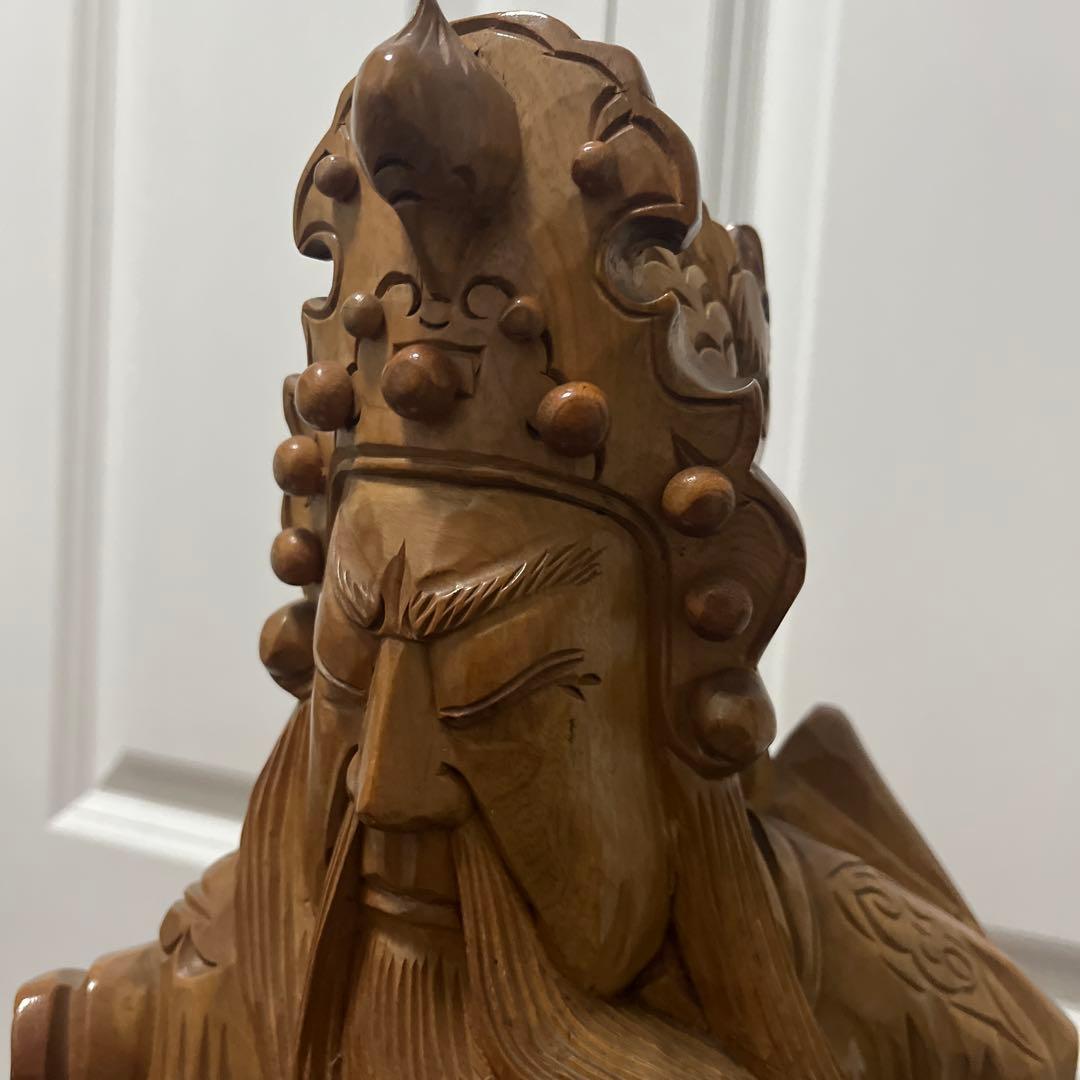 【希少品】三国志　猛将『関羽』　木彫　オブジェ　置物　像