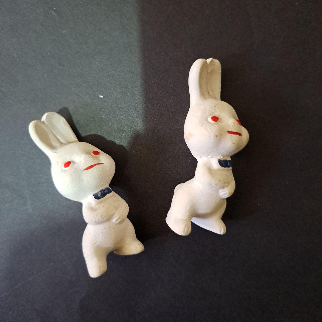 初期ピョンちゃん 　超希少　素焼 白ピョンちゃん　1950…60年二体　エスエス