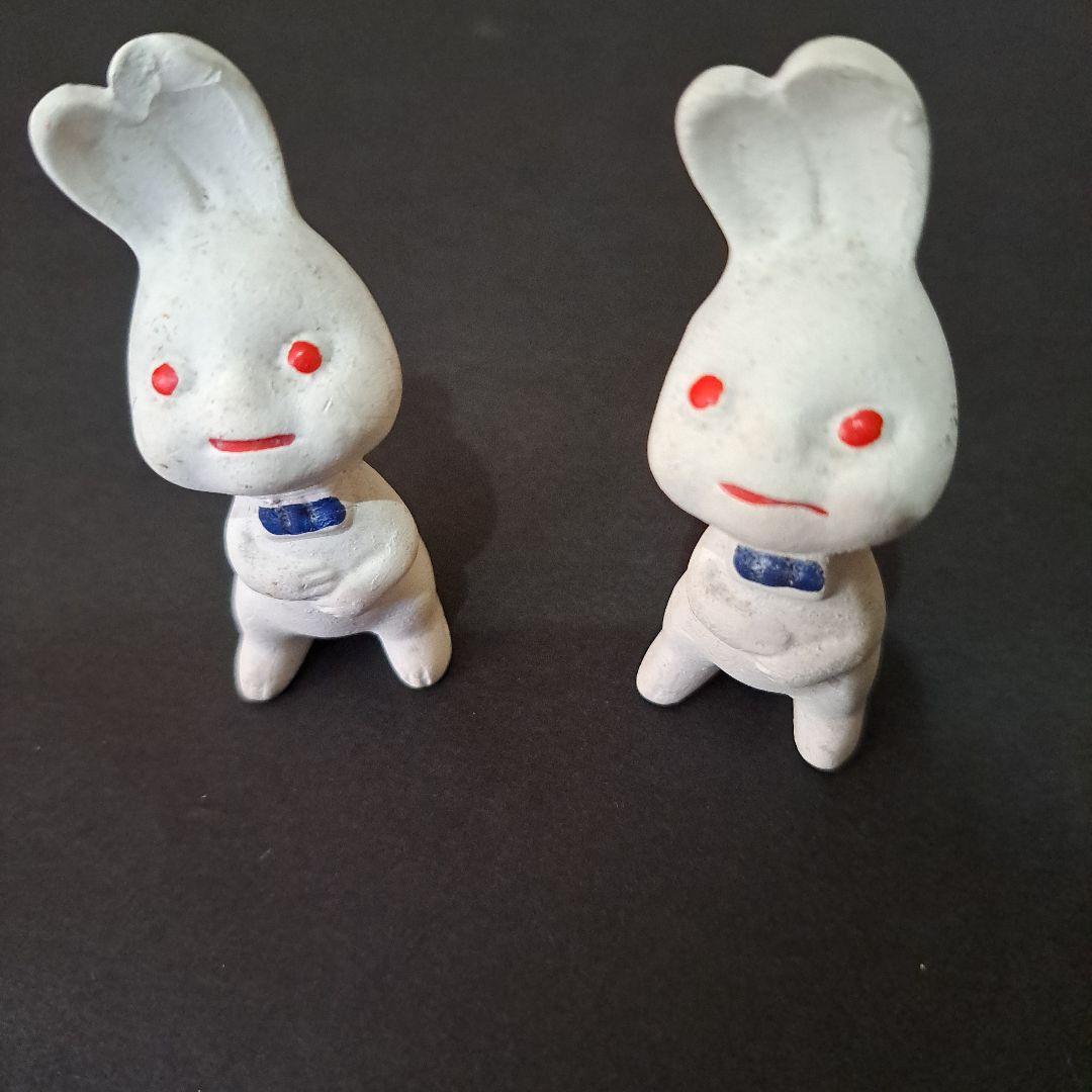 初期ピョンちゃん 　超希少　素焼 白ピョンちゃん　1950…60年二体　エスエス