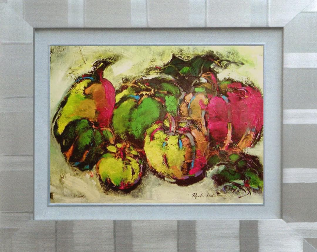 油絵 絵 絵画 インテリア 額付(黒) uF6-061404 静物 かぼちゃ