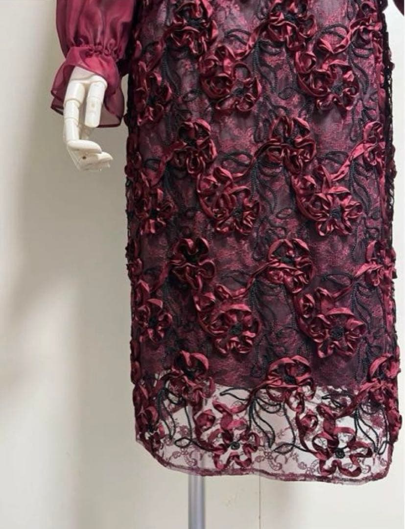 新品東京ソワールMARIKO KOHGA 日本製　高級刺繍レースドレスワンピース