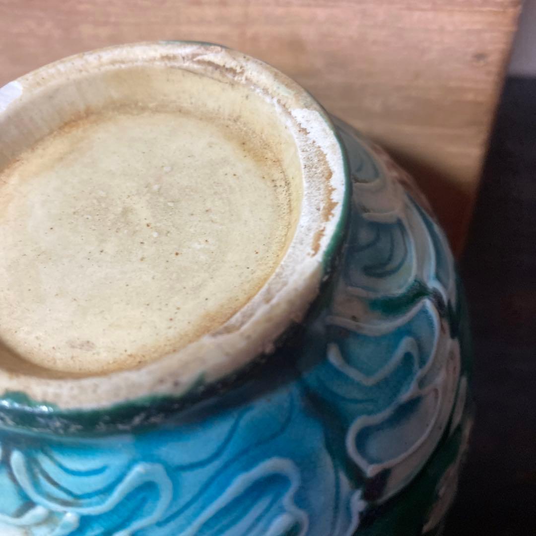 中国古玩　鷺文法華花瓶【桐箱付】10cm13.5cm