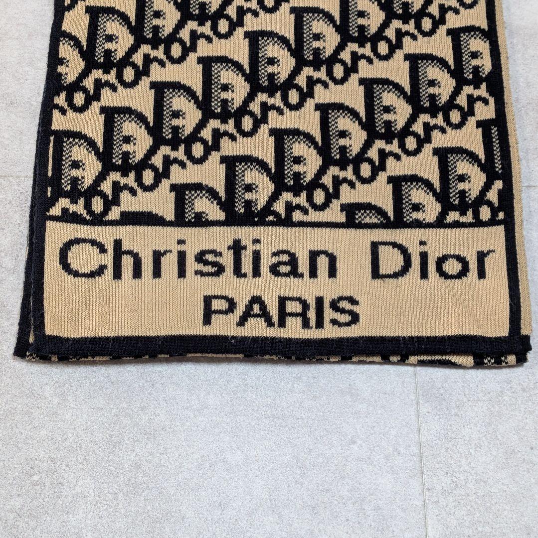 美品✨️クリスチャンディオールトロッター柄 マフラー ベージュ × ブラック