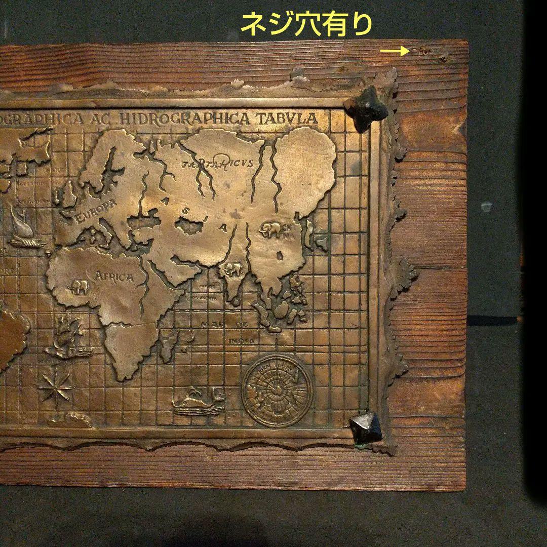 アンティーク 銅板画 古地図デザイン 木製装飾板