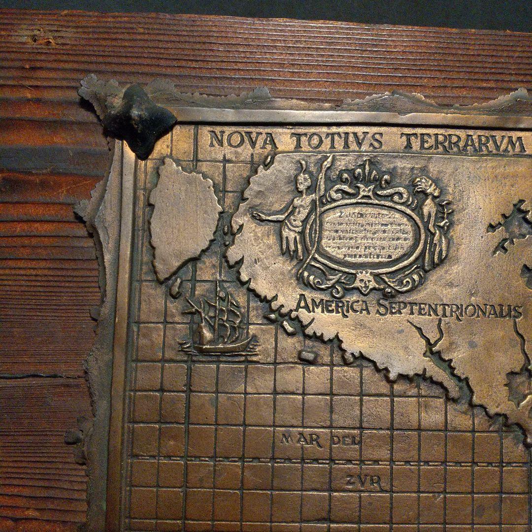 アンティーク 銅板画 古地図デザイン 木製装飾板