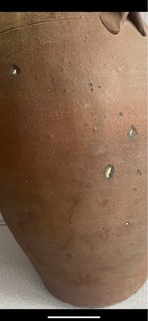 【備前焼、三耳壺、花器中壺、骨董品アンティーク、箱無し。