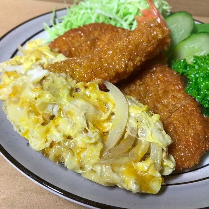 食品サンプル エビフライ トンカツ 卵とじ キャベツ千切り 胡瓜　部分パーツ売り