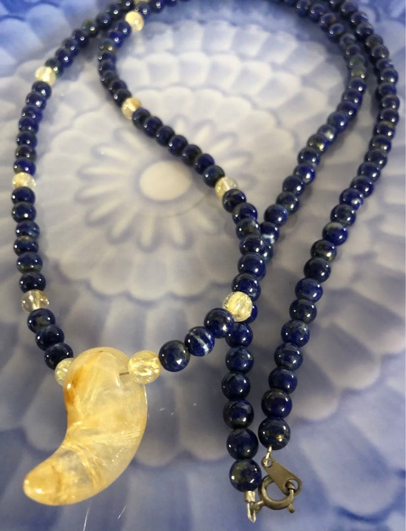 ゴールドルチル、ラピスラズリペンダントネックレス男女兼用現品無料発送